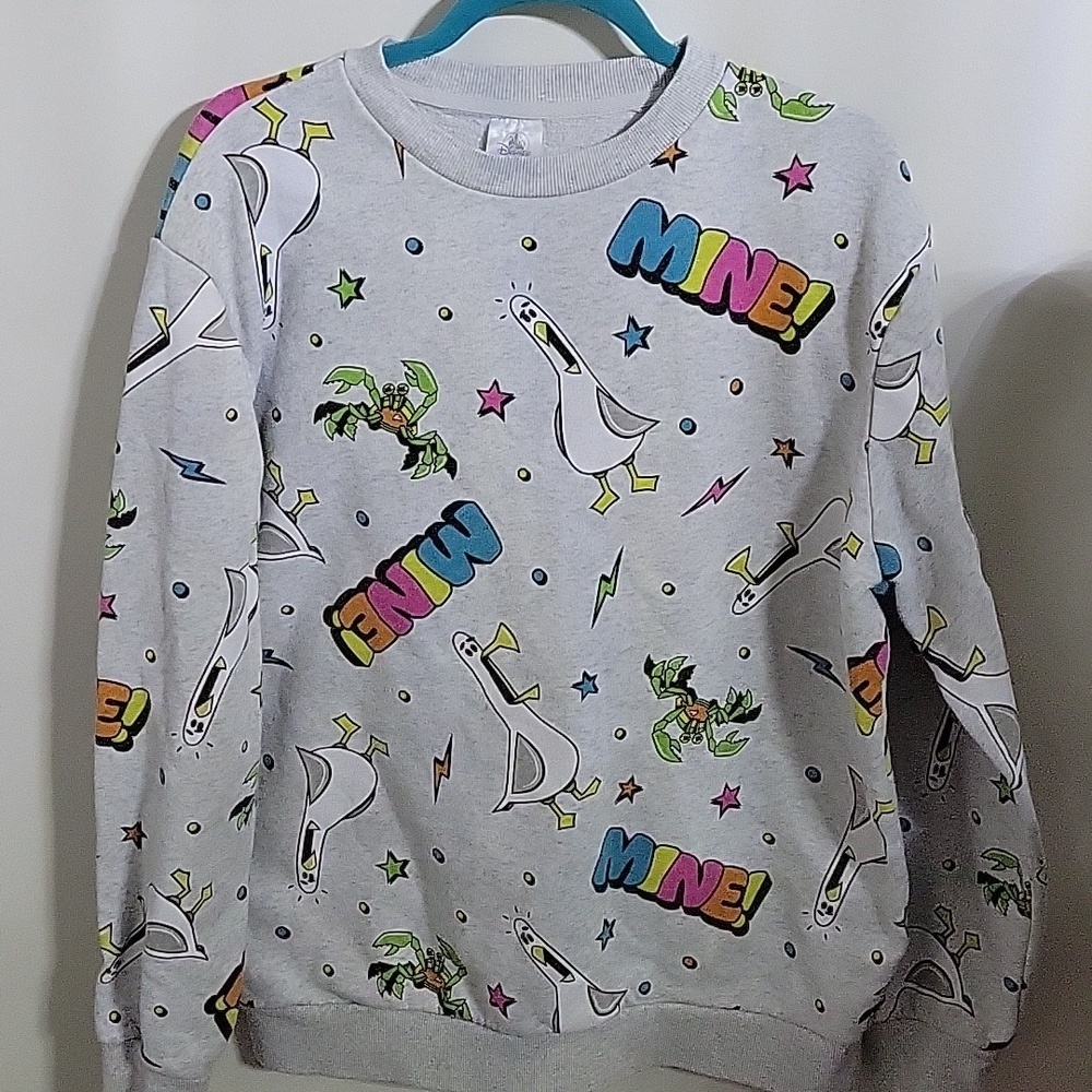 2024 Disney Parks Pixar Finding Nemo Sweatshirt Mine Epcot Gray Pullover, Size L